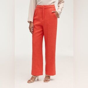 Veiled New York Theya Tweed Wide Leg Pants Papaya Size XXL Office Professional